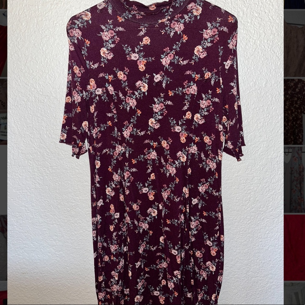 Purple Floral T-shirt Dress